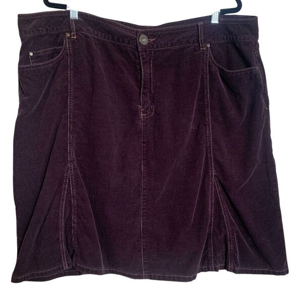 Fashion Bug Dresses & Skirts - Plus Size Corduroy Skirt Brown Size 26W Knee-Length Cotton Pockets Zip Belt Loop